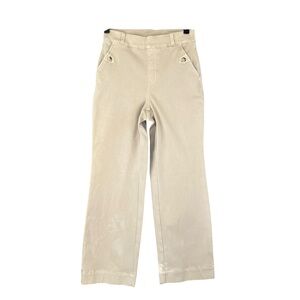 SPANX Stretch Twill Pull On Cropped Wide Leg Pant in Tan Small FLAWS